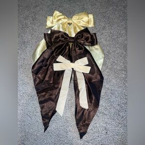 3 for $12 Elegant Gold and Brown Hair Bows Set
